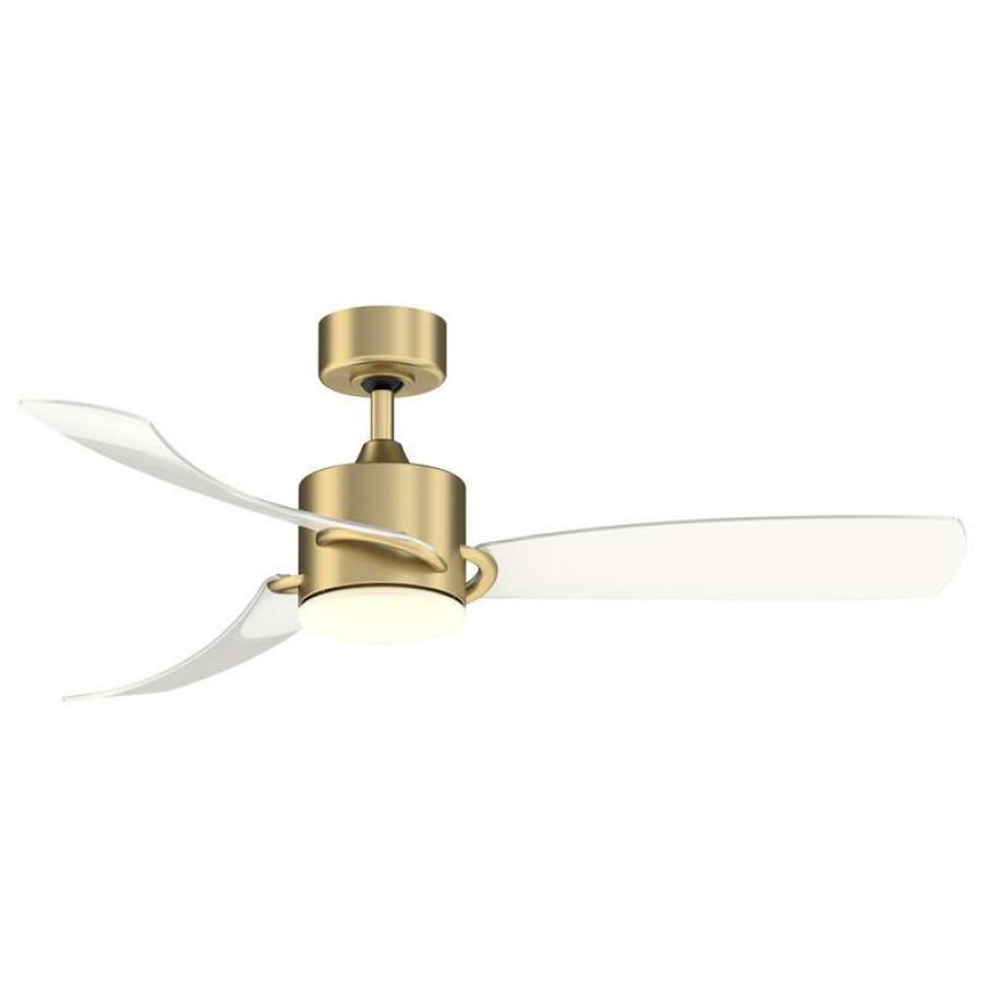 Ceiling Lighting * | Top 10 Fanimation Sculptaire, 52 Brushed Satin Brass With Clear Blades And Led Light