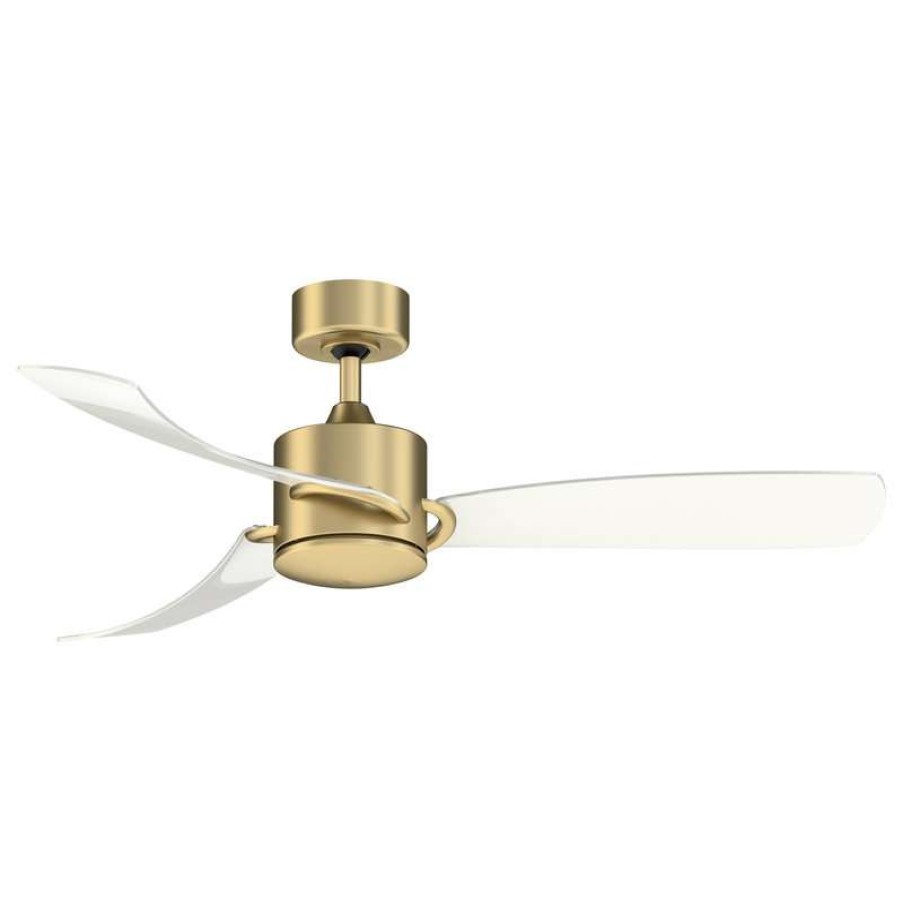 Ceiling Lighting * | Top 10 Fanimation Sculptaire, 52 Brushed Satin Brass With Clear Blades And Led Light