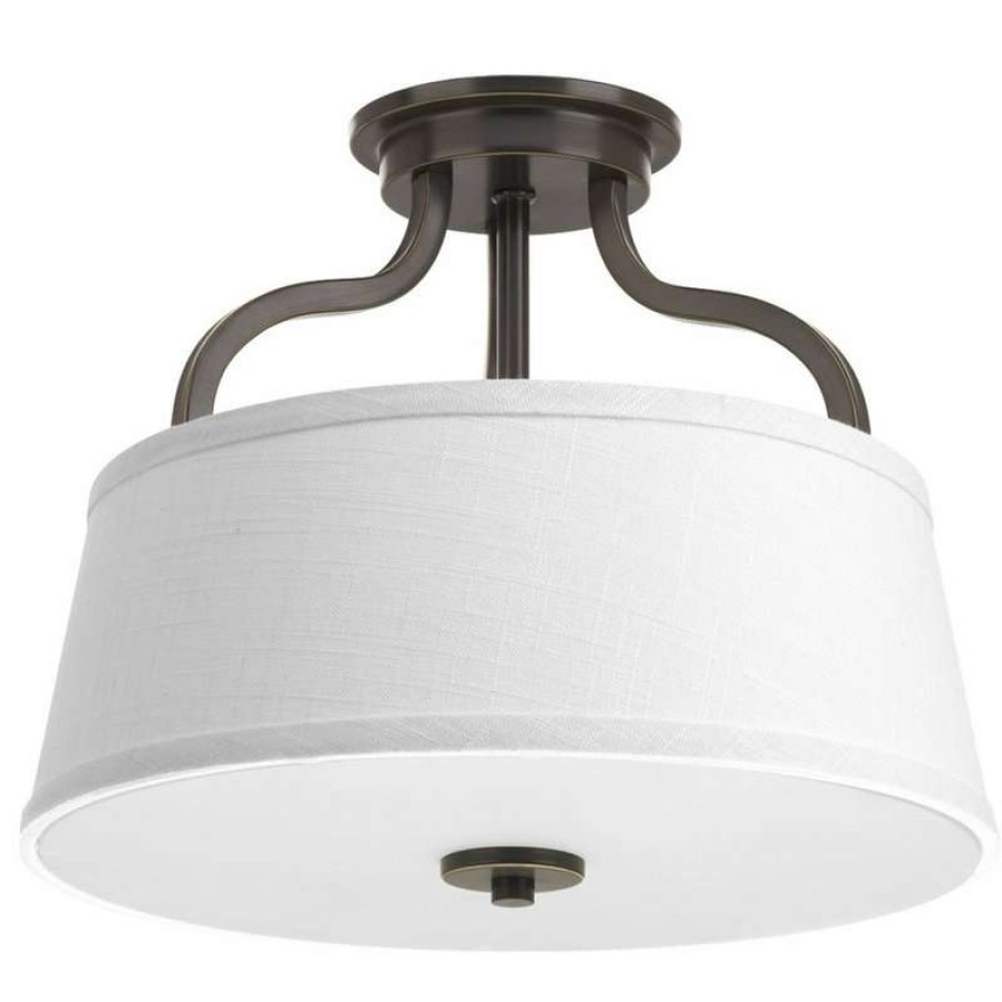 Ceiling Lighting * | Outlet Progress Lighting Arden 2-Light Semi-Flush Convertible Light, Antique Bronze