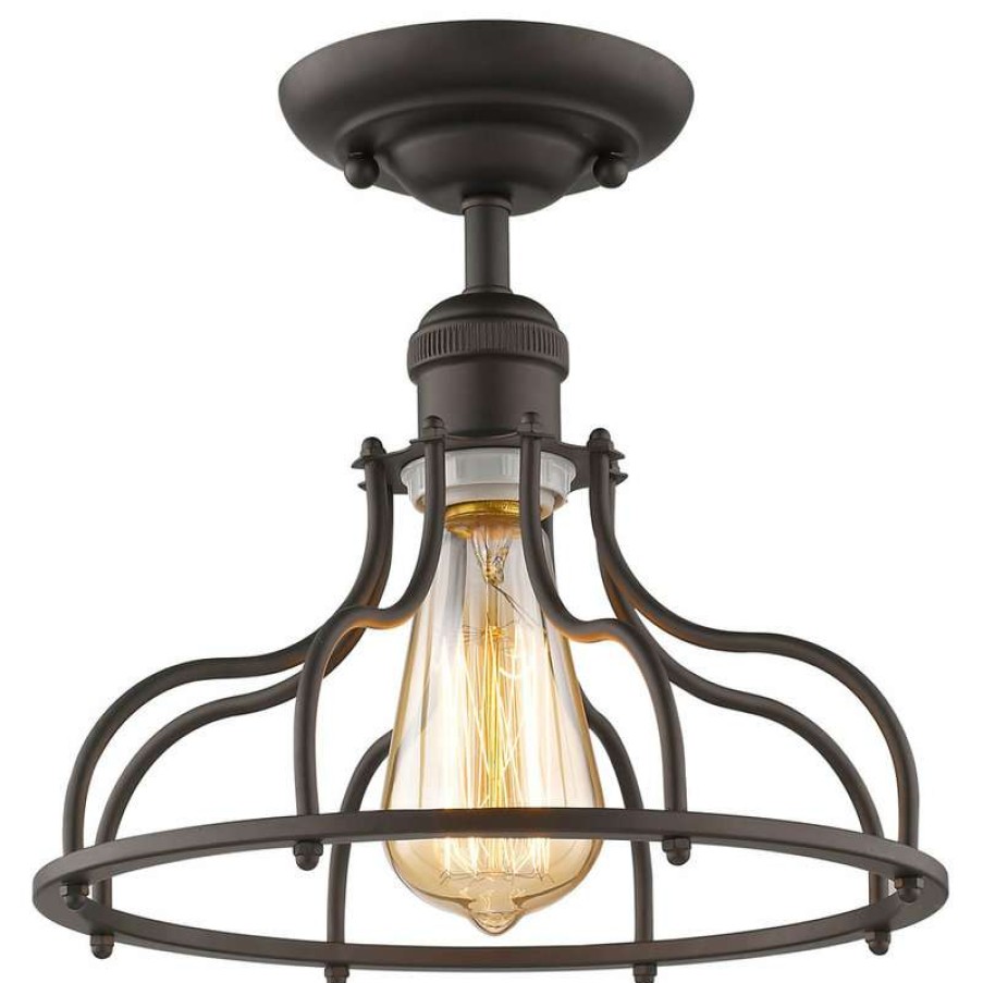 Ceiling Lighting * | New Chloe Lighting, Inc. Jaxon 1-Light Rubbed Bronze Semi-Flush Ceiling Fixture 10