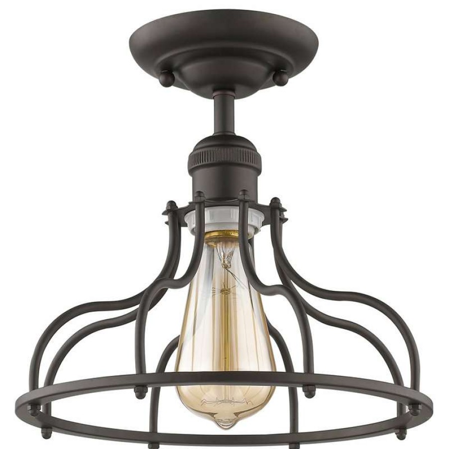 Ceiling Lighting * | New Chloe Lighting, Inc. Jaxon 1-Light Rubbed Bronze Semi-Flush Ceiling Fixture 10