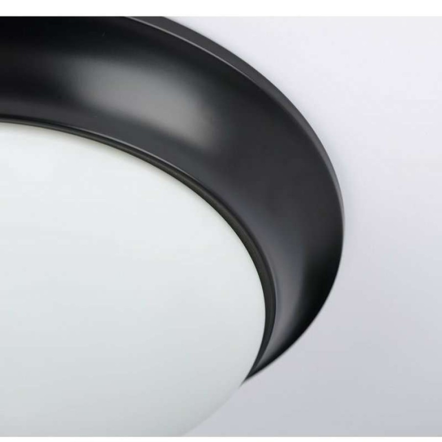 Ceiling Lighting * | Flash Sale Progress Lighting 1-Light 11.5 Etched Glass Flush Mount, Black