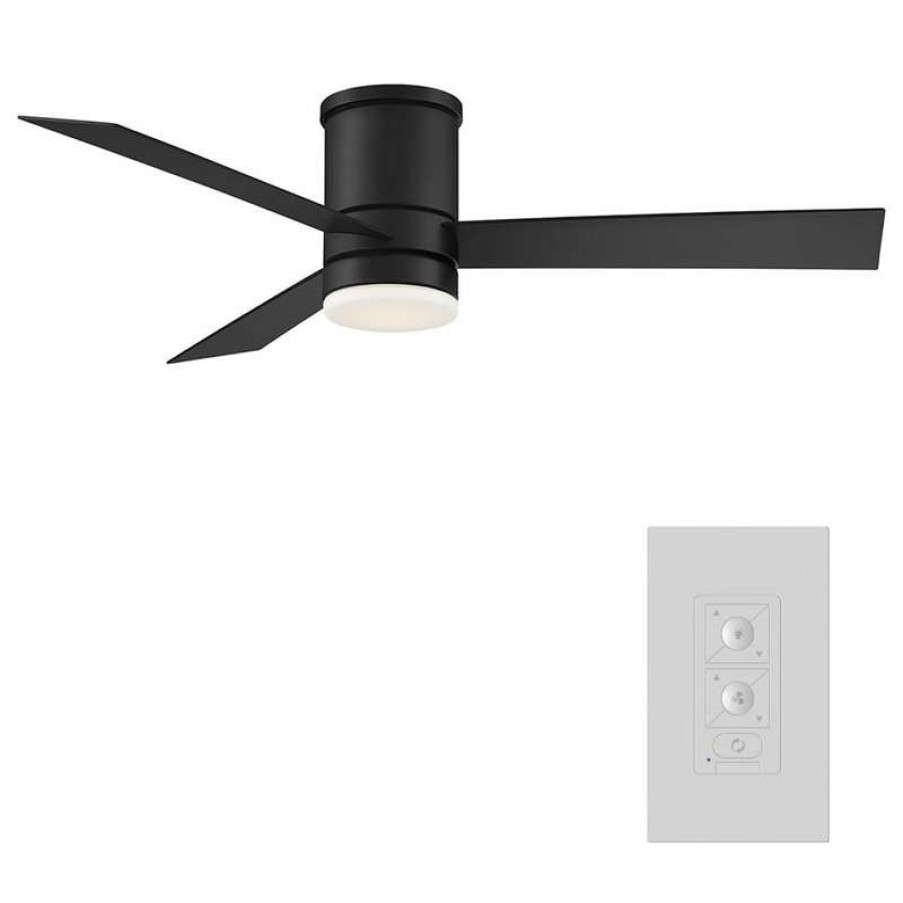 Ceiling Lighting * | Budget Modern Forms Axis 3-Blade Smart Flush Mount Ceiling Fan 52 Matte Black, 3000K Led Kit