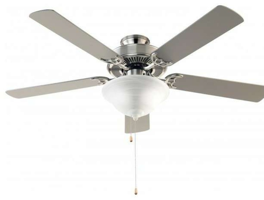 Ceiling Lighting * | Deals Joshua Marshal Three Light Brushed Nickel Alabaster Glass Ceiling Fan