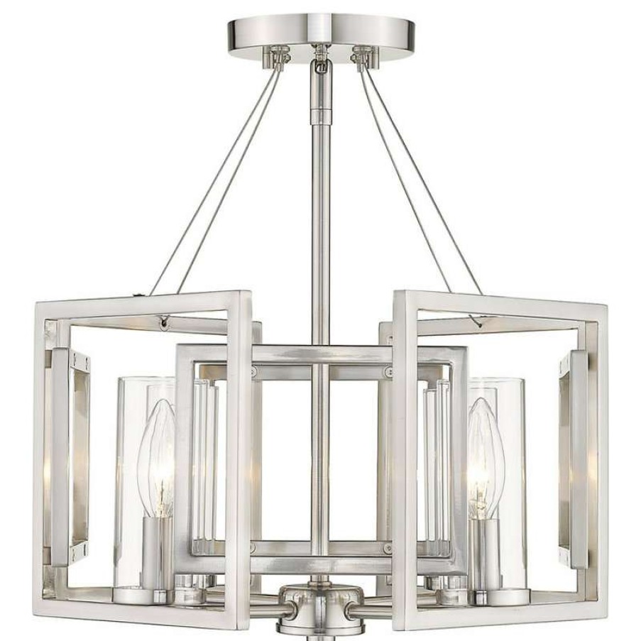 Ceiling Lighting * | Brand New Golden Lighting Marco Semi-Flush, Convertible, Pewter With Clear Glass