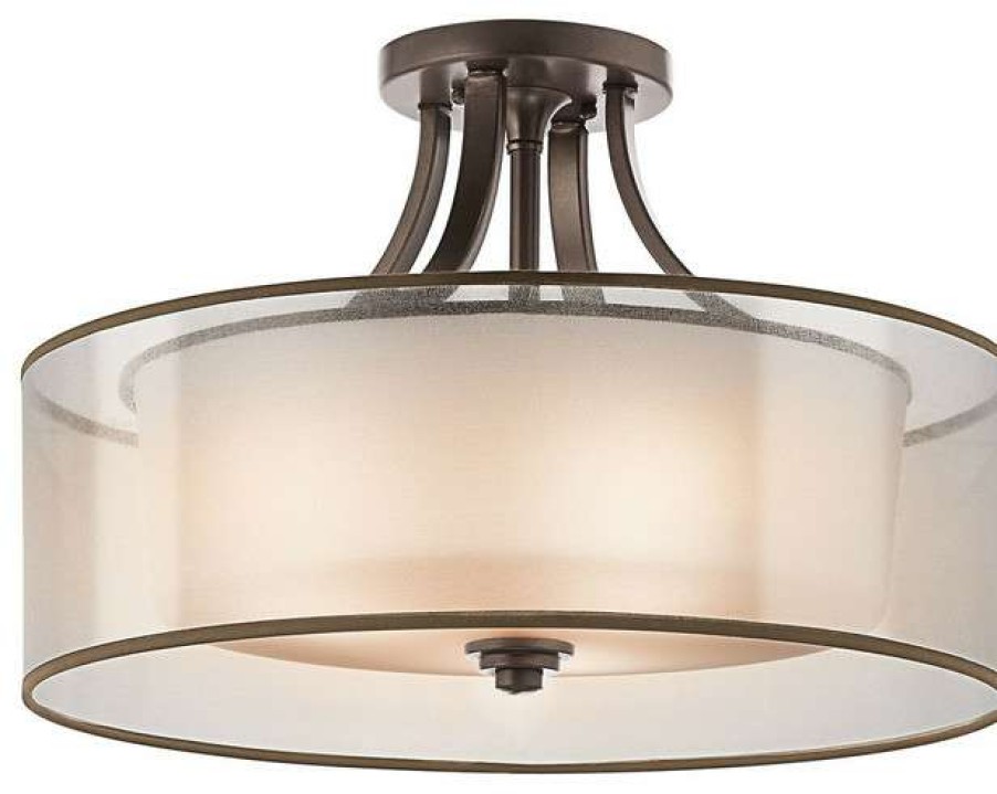 Ceiling Lighting * | Deals Kichler 42387Miz Four Light Semi Flush Mount, Mission Bronze Finish