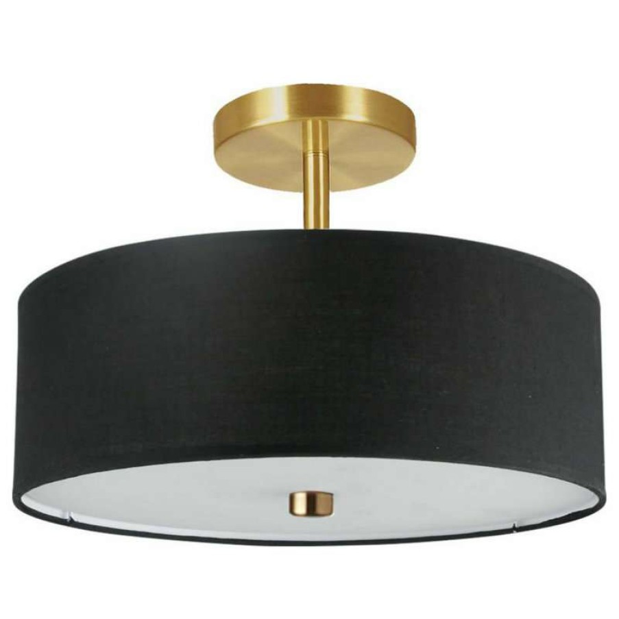 Ceiling Lighting * | Coupon Dainolite Ltd. 3-Light Incandescent Semi-Flush, Aged Brass/Black