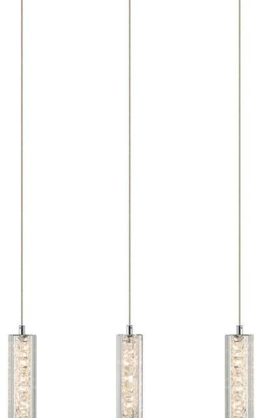 Kitchen & Cabinet Lighting * | Cheap Elan Lighting Chrome Finish Led 3 Clear Crystals With Crystal Beads Pendants Island Chandelier