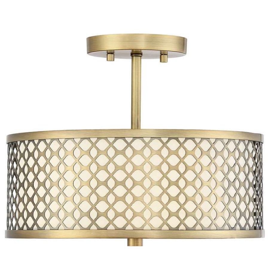 Ceiling Lighting * | Outlet Helmsman Lighting Works 2-Light Semi-Flush Mount, Natural Brass