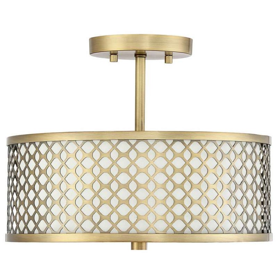 Ceiling Lighting * | Outlet Helmsman Lighting Works 2-Light Semi-Flush Mount, Natural Brass