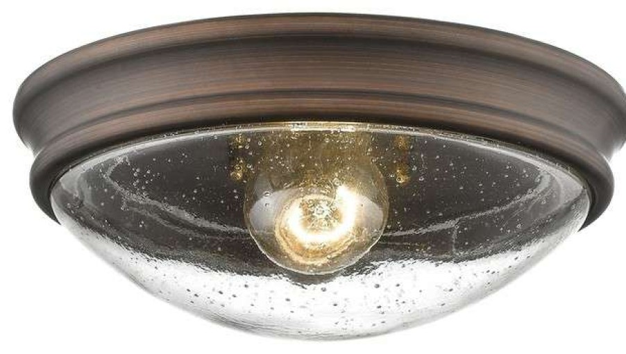 Ceiling Lighting * | Cheapest Millennium Lighting Inc Millennium Lighting Flushmount, Rubbed Bronze, Clear Seeded