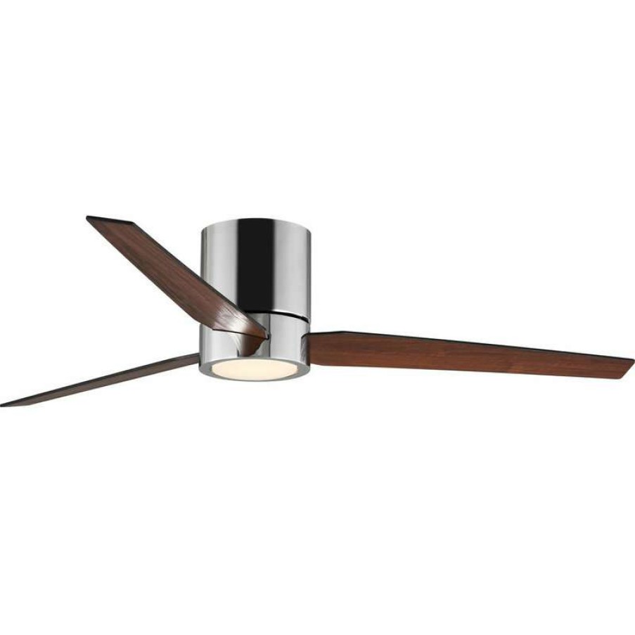 Ceiling Lighting * | Best Deal Progress Lighting Braden 56 Indoor Hugger Ceiling Fan, Polished Chrome