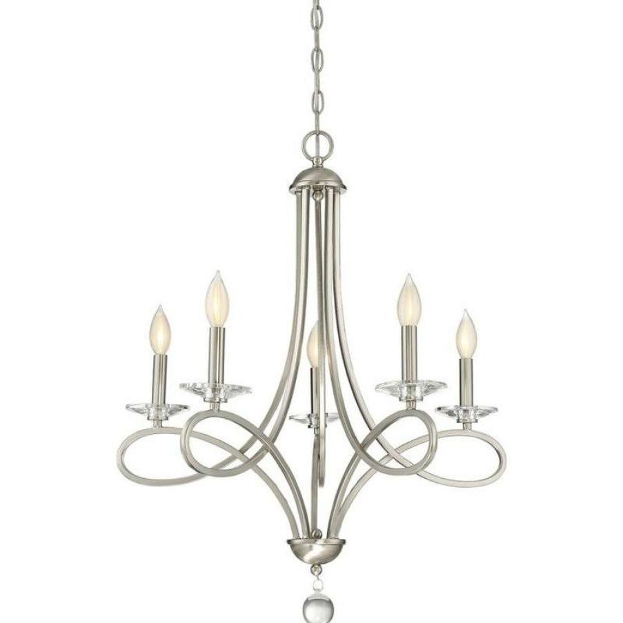 Ceiling Lighting * | Wholesale Trade Winds Lighting 5-Light Chandelier In Brushed Nickel