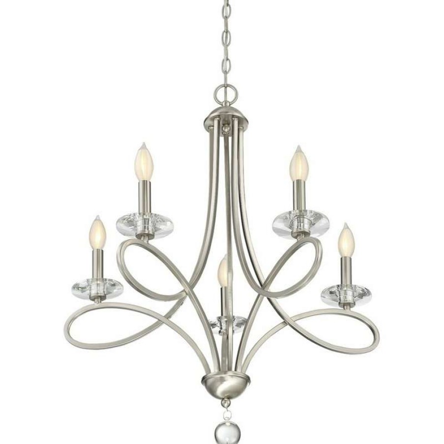 Ceiling Lighting * | Wholesale Trade Winds Lighting 5-Light Chandelier In Brushed Nickel