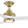 Ceiling Lighting * | Discount Fanimation Spitfire Ceiling 48 Fan/Led Light, Brushed Satin Brass/Matte White