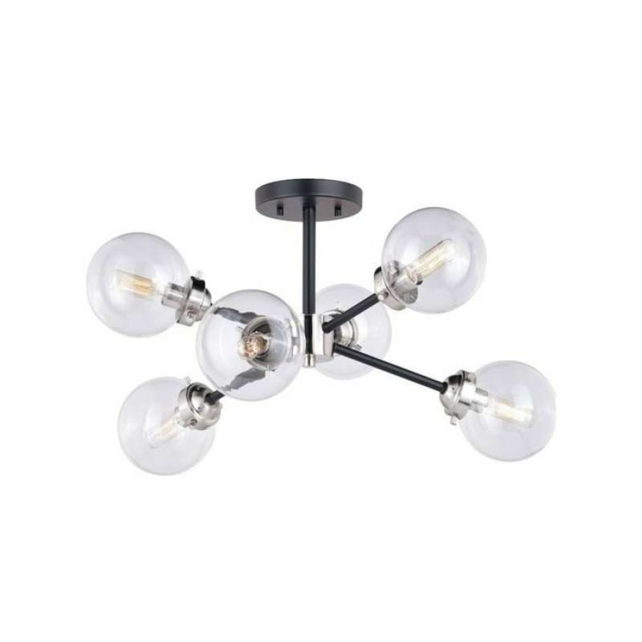 Ceiling Lighting * | New Vaxcel Orbit Semi-Flush Mount, Satin Nickel/Oil Rubbed Bronze, 25 X12