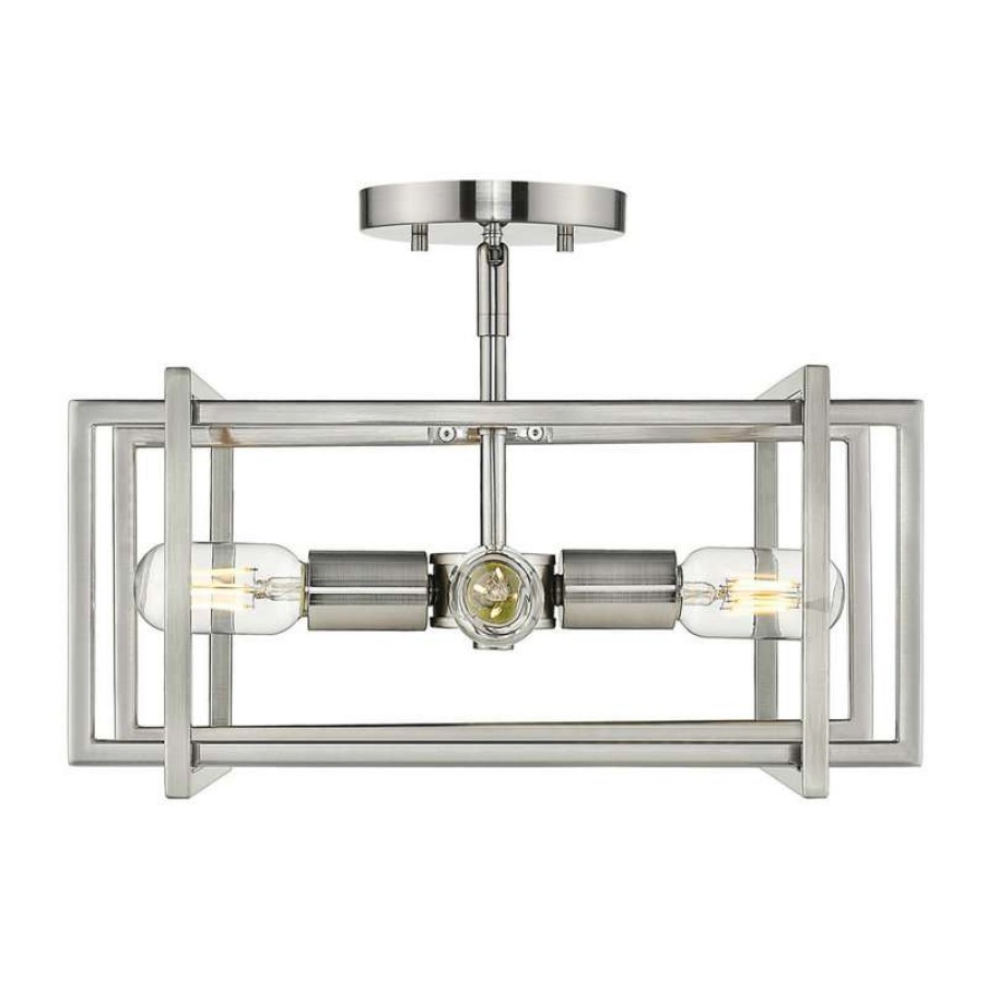 Ceiling Lighting * | Best Pirce Golden Lighting Tribeca Semi-Flush, Pewter With Pewter Accents