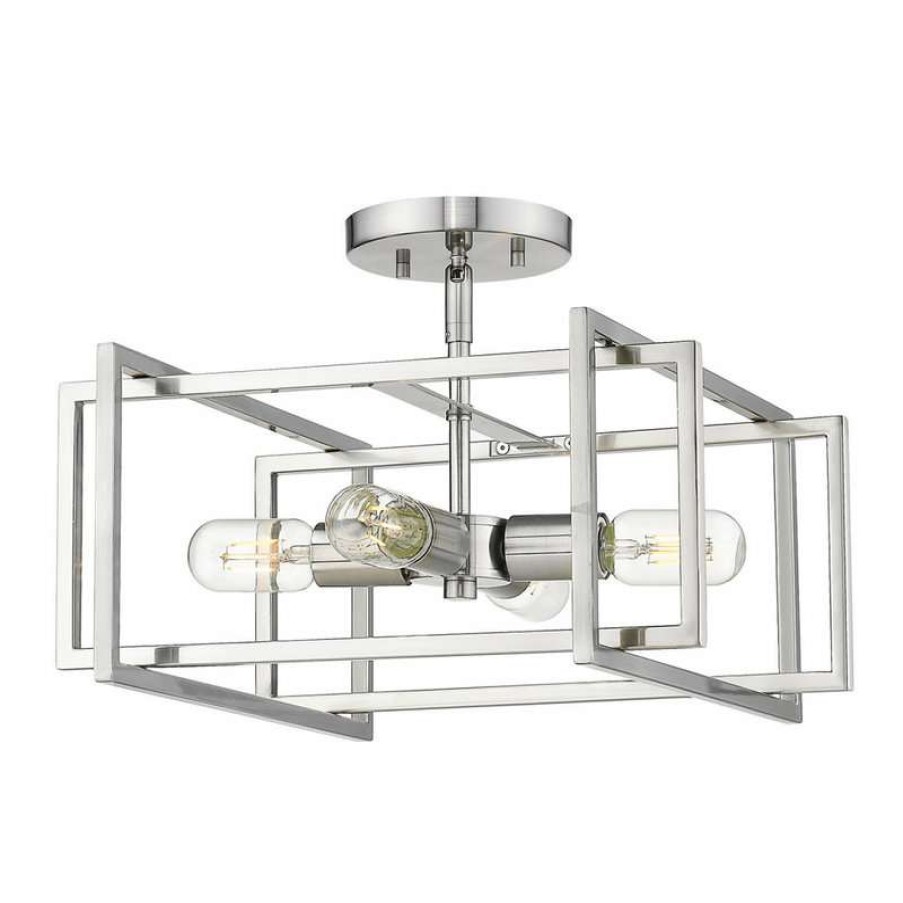 Ceiling Lighting * | Best Pirce Golden Lighting Tribeca Semi-Flush, Pewter With Pewter Accents