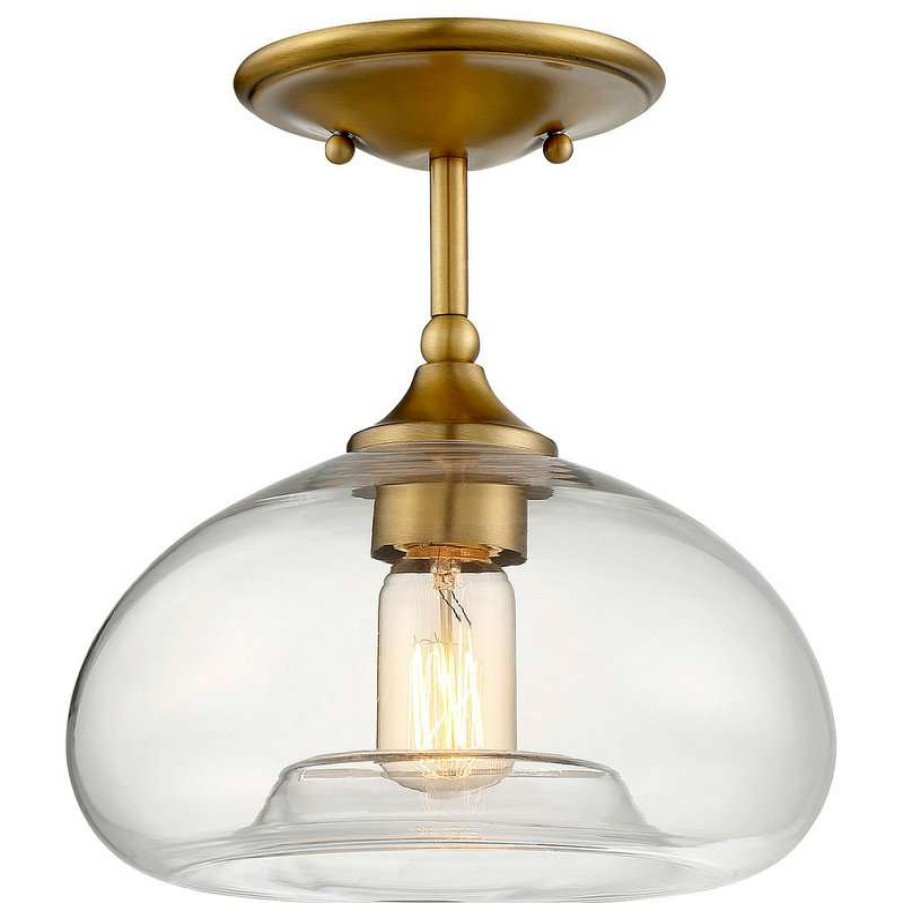 Ceiling Lighting * | Deals Helmsman Lighting Works 1-Light Semi-Flush Mount, Natural Brass