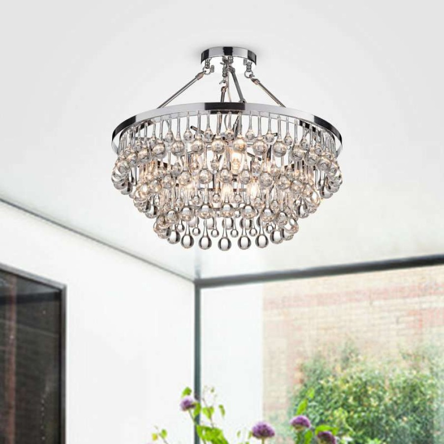 Ceiling Lighting * | Cheapest Greenville Signature Arosa 9-Light Chrome Semi Flush Mount