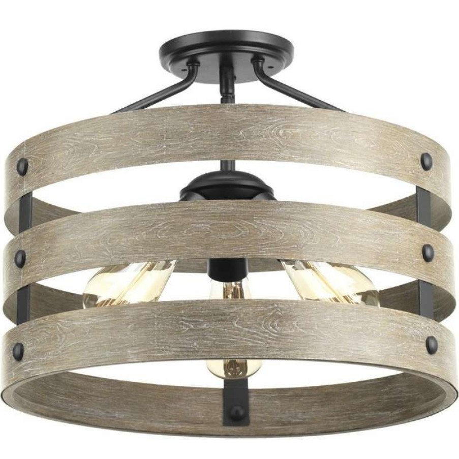 Ceiling Lighting * | Deals Progress Lighting Gulliver 3-Light Semi-Flush Convertible