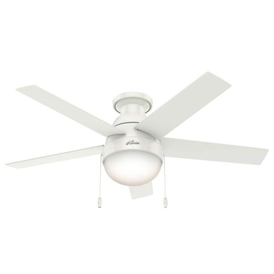 Ceiling Lighting * | Coupon Hunter Fan Company 46 Anslee Low Profile Ceiling Fan With Light, Fresh White