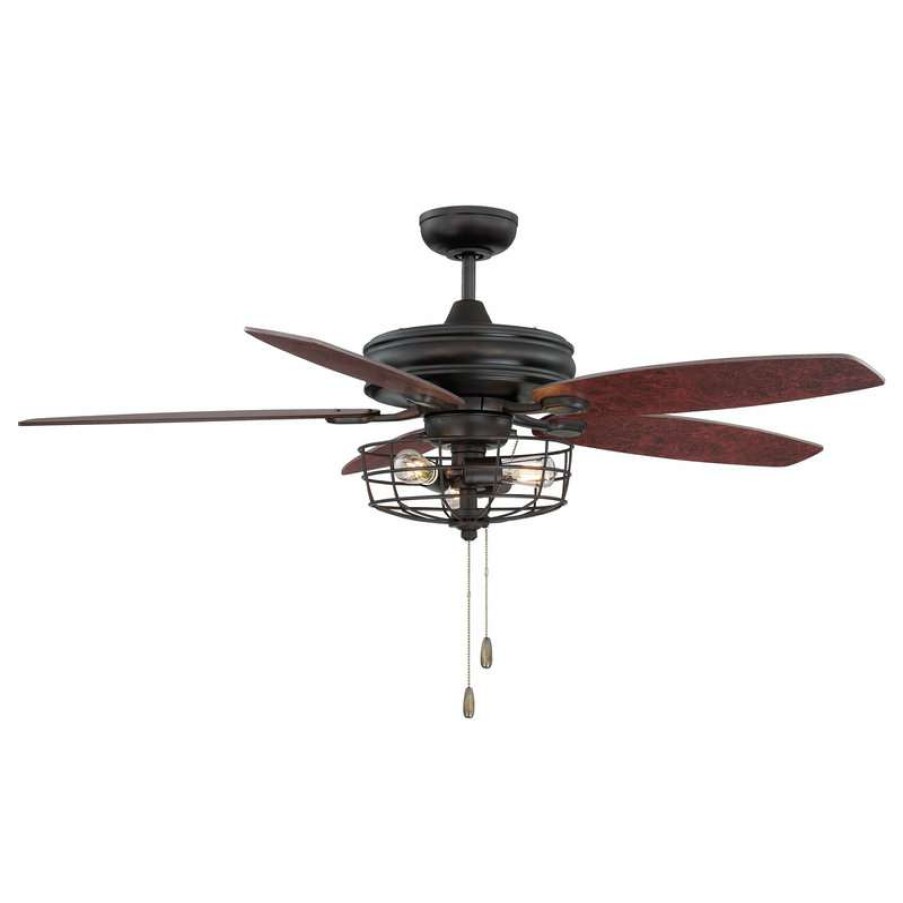 Ceiling Lighting * | Budget Helmsman Lighting Works Ceiling Fan With Light, Oil Rubbed Bronze, 52