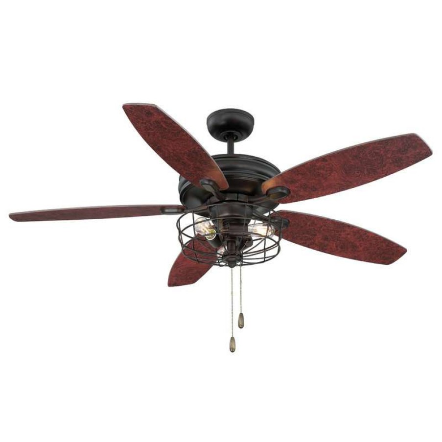 Ceiling Lighting * | Budget Helmsman Lighting Works Ceiling Fan With Light, Oil Rubbed Bronze, 52