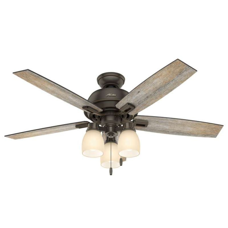 Ceiling Lighting * | Best Sale Hunter Fan Company 52 Donegan With 3 Lights Onyx Bengal Ceiling Fan With Light