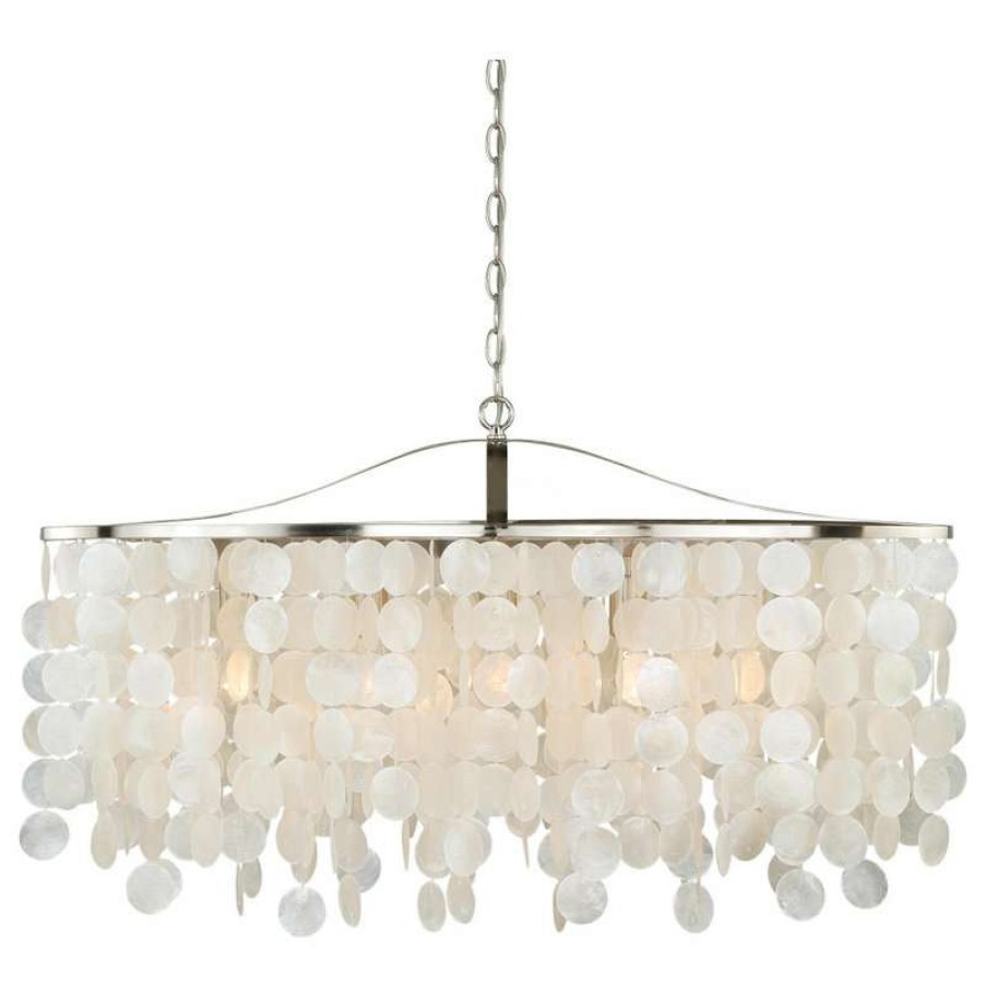 Ceiling Lighting * | Promo Vaxcel Elsa Capiz Shell 5 Mini Pendant Light, 35.75-In. W X 21-In. H X 15-In. D