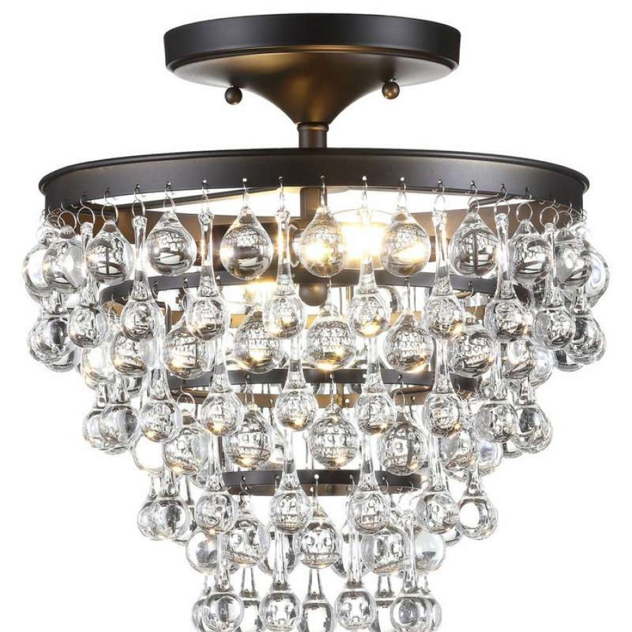 Ceiling Lighting * | Promo Jonathan Y Toronto Metal, Crystal Led Flush Mount, Oil Rubbed Bronze, 13