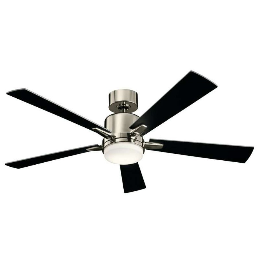 Ceiling Lighting * | Hot Sale Kichler 52 Lucian Led Fan, Polished Nickel/Black/Silver Blade