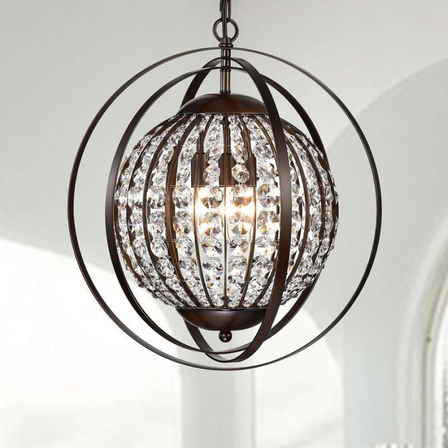 Ceiling Lighting * | New Warehouse Of Tiffany, Inc Regulus Antique Bronze 3-Light Pendant With Crystal Shade