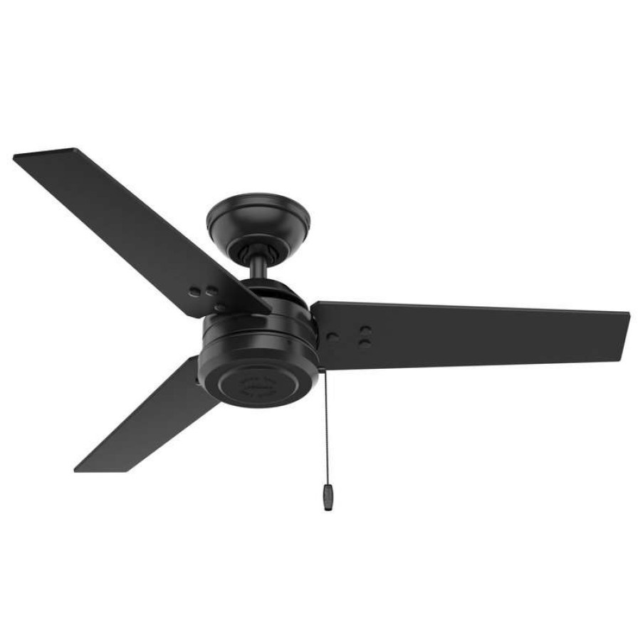 Ceiling Lighting * | Coupon Hunter Fan Company Hunter 44 Cassius Outdoor Ceiling Fan, Matte Black With Pull Chain