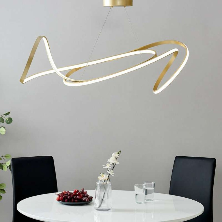 Kitchen & Cabinet Lighting * | Brand New Finesse Decor Moscow Led Chandelier // Black // Chrome // White // Gold, Gold