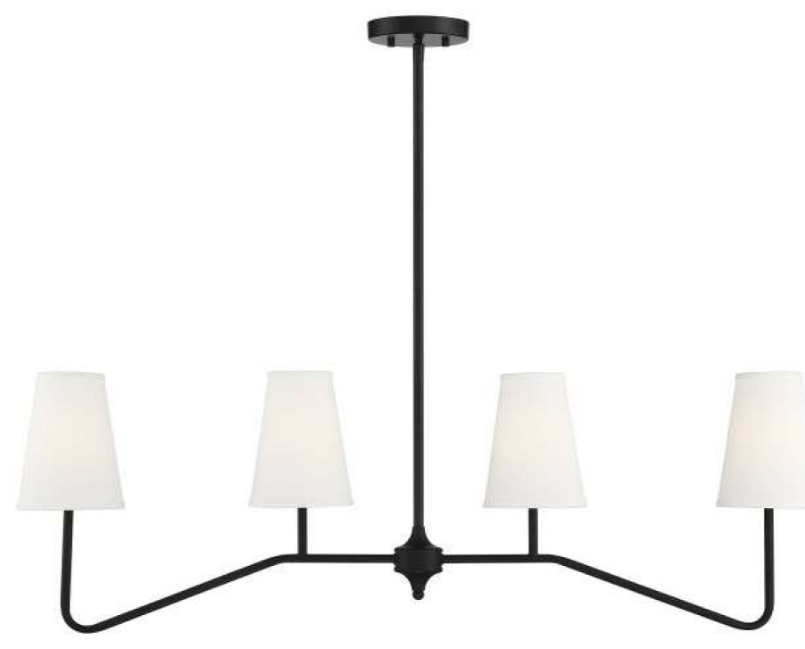 Ceiling Lighting * | Best Pirce Trade Winds Lighting 4-Light Linear Pendant Light In Matte Black