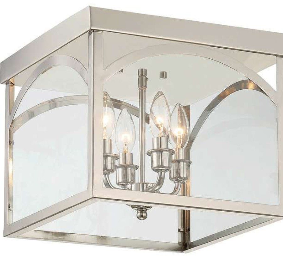 Ceiling Lighting * | Hot Sale Savoy House 4-Light Flush Mount, Polished Nickel