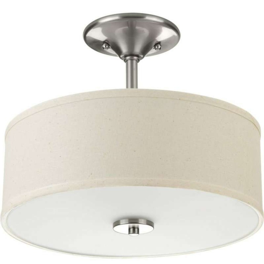 Ceiling Lighting * | New Progress Lighting Inspire 2-Light Semi-Flush, Brushed Nickel