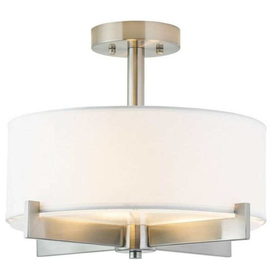 Ceiling Lighting * | Buy Linea Di Liara Allegro Semi Flushmount Ceiling Lamp, Brushed Nickel