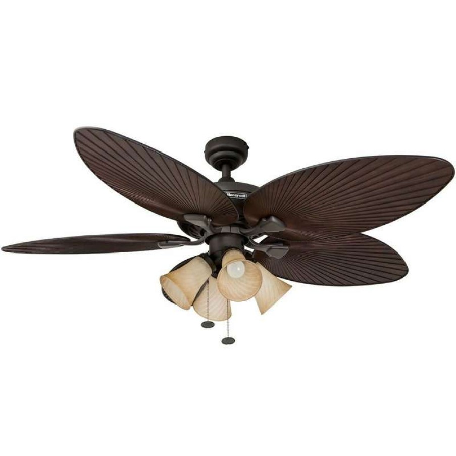 Ceiling Lighting * | Outlet Honeywell Ceiling Fans 52 Palm Island Bronze Ceiling Fan With 4 Light