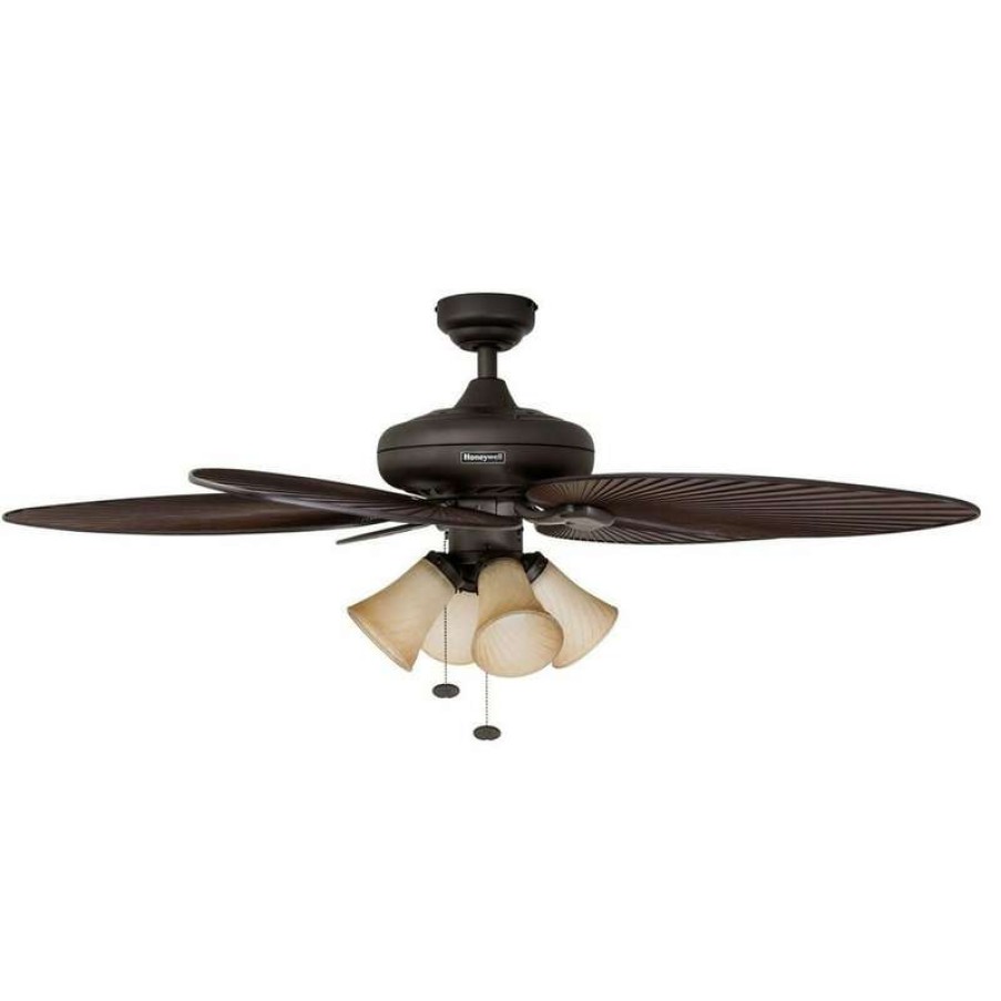 Ceiling Lighting * | Outlet Honeywell Ceiling Fans 52 Palm Island Bronze Ceiling Fan With 4 Light