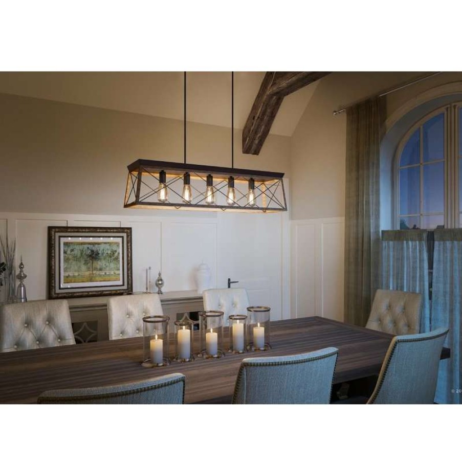 Kitchen & Cabinet Lighting * | Promo Urban Ambiance Luxury Industrial Island Chandelier, Berkeley Series, Olde Bronze