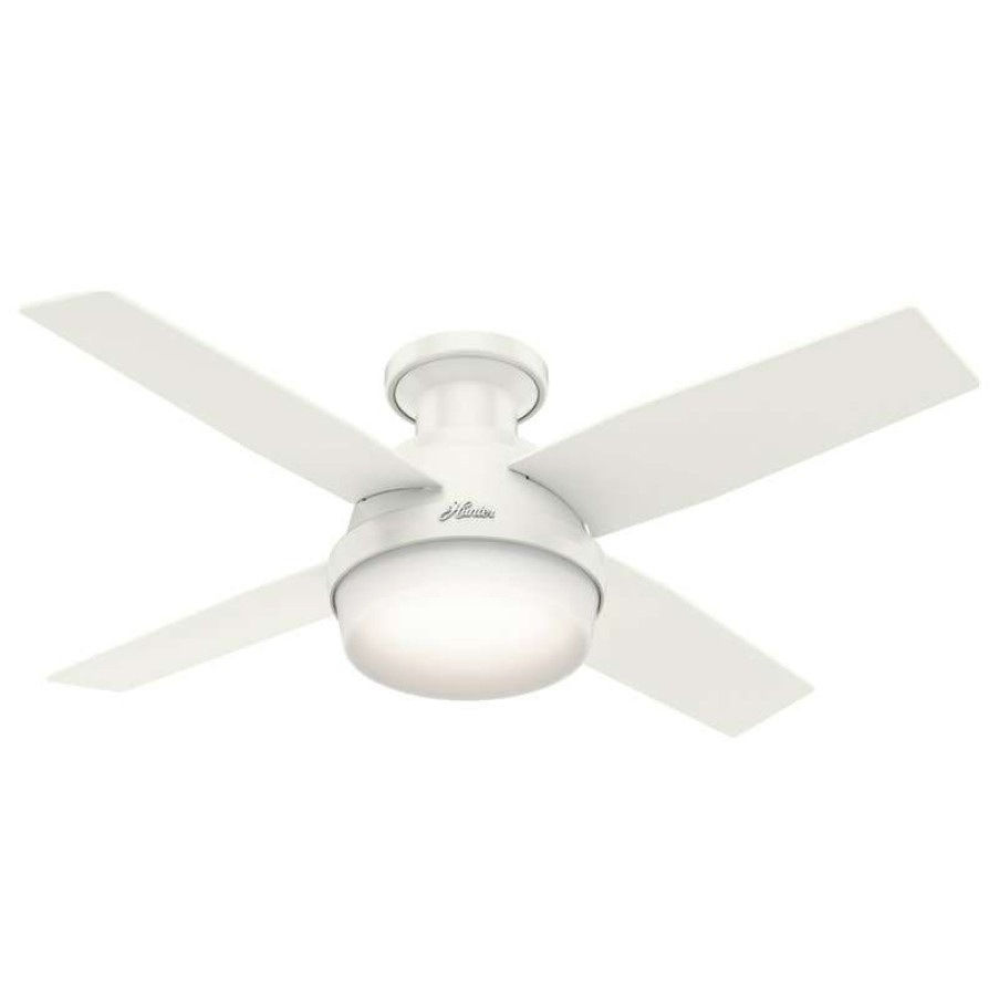 Ceiling Lighting * | Cheapest Hunter Fan Company 44 Dempsey Low Profile Ceiling Fan With Light + Remote, Fr