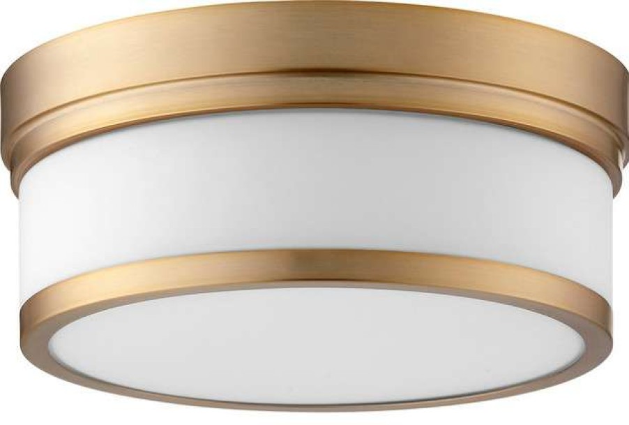 Ceiling Lighting * | New Quorum International Quorum 3509-12-80 Two Light Ceiling Mount, Aged Brass Finish