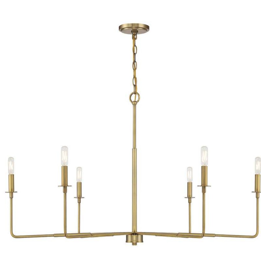 Ceiling Lighting * | Deals Savoy House Salerno 6-Light Warm Barss Chandelier