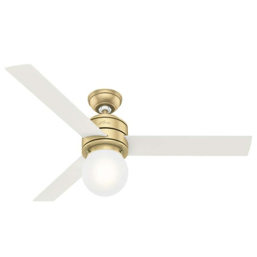 Ceiling Lighting * | Wholesale Hunter Fan Company Hunter 52 Allison Modern Brass Ceiling Fan, Led Light And Remote Control