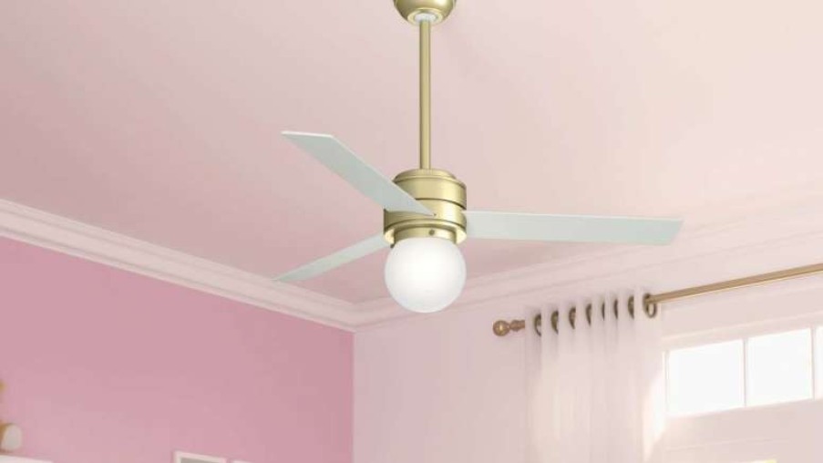 Ceiling Lighting * | Wholesale Hunter Fan Company Hunter 52 Allison Modern Brass Ceiling Fan, Led Light And Remote Control