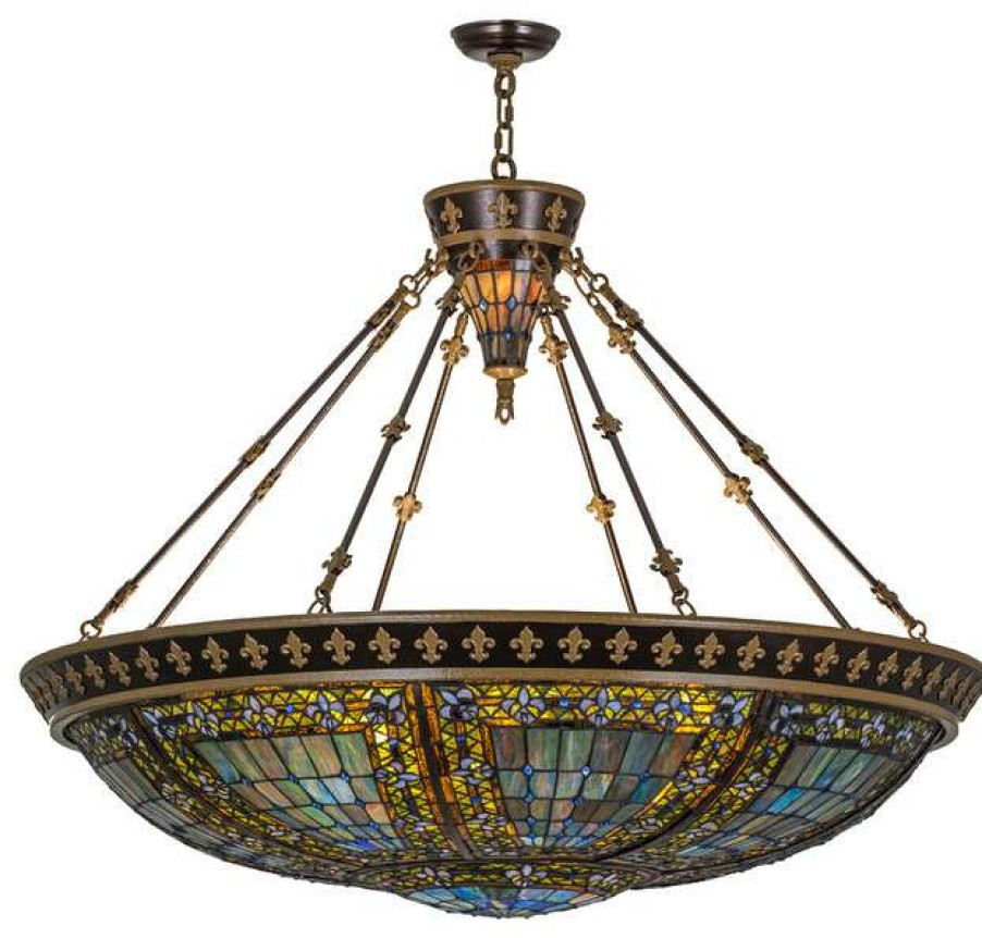 Ceiling Lighting * | Best Deal Meyda Lighting 45W Fleur-De-Lis Inverted Pendant