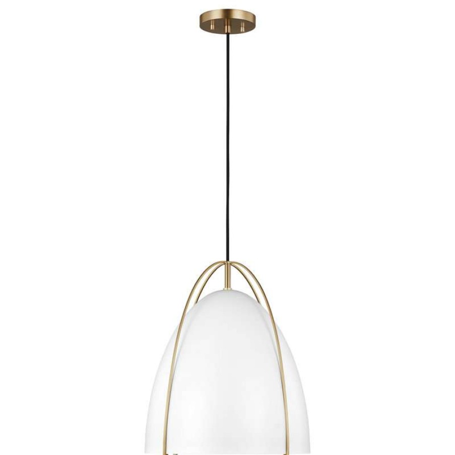 Ceiling Lighting * | Buy Generation Lighting Norman 1-Light Pendant, Satin Brass