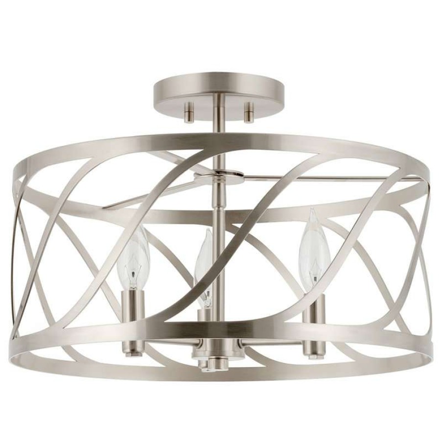 Ceiling Lighting * | Deals Kira Home Isabelle 16 Ceiling Light, Metal Drum Shade, Brushed Nickel